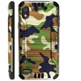 thumbnail image 1 of Compatible with TCL A2 Brushed Metal Texture Hybrid Silver Guard Phone Case Cover (Green Brown Camouflage), 1 of 1