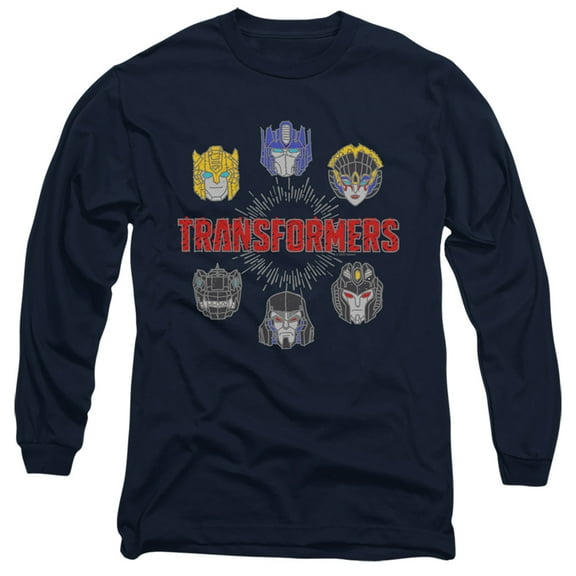 Transformers Robo Halo Long Sleeve Adult 18/1 T-Shirt Navy