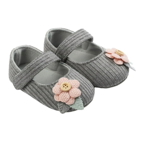 

huanledash Baby Shoes 1 Pair Crib Shoes Flower Decoration Anti-skid Soft Sole Prewalker First Walking Shoes for Baby Girls