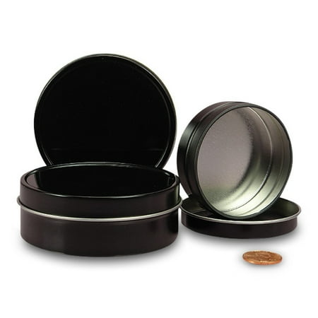 24ea - 1/2 Oz Black Shallow Round Tin Can-Pkg by Paper