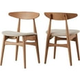 thumbnail image 4 of Chelsea Lane Mid Century Modern Beige Upholstered Wood Side Chairs, Set of 2, Walnut Finish, 4 of 5