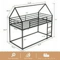 thumbnail image 3 of Bellemave Metal House Bunk Bed, Twin Over Twin Low Bunk Bed with Ladder, Twin Floor Bunk Bed Frame for Teen (Black), 3 of 11