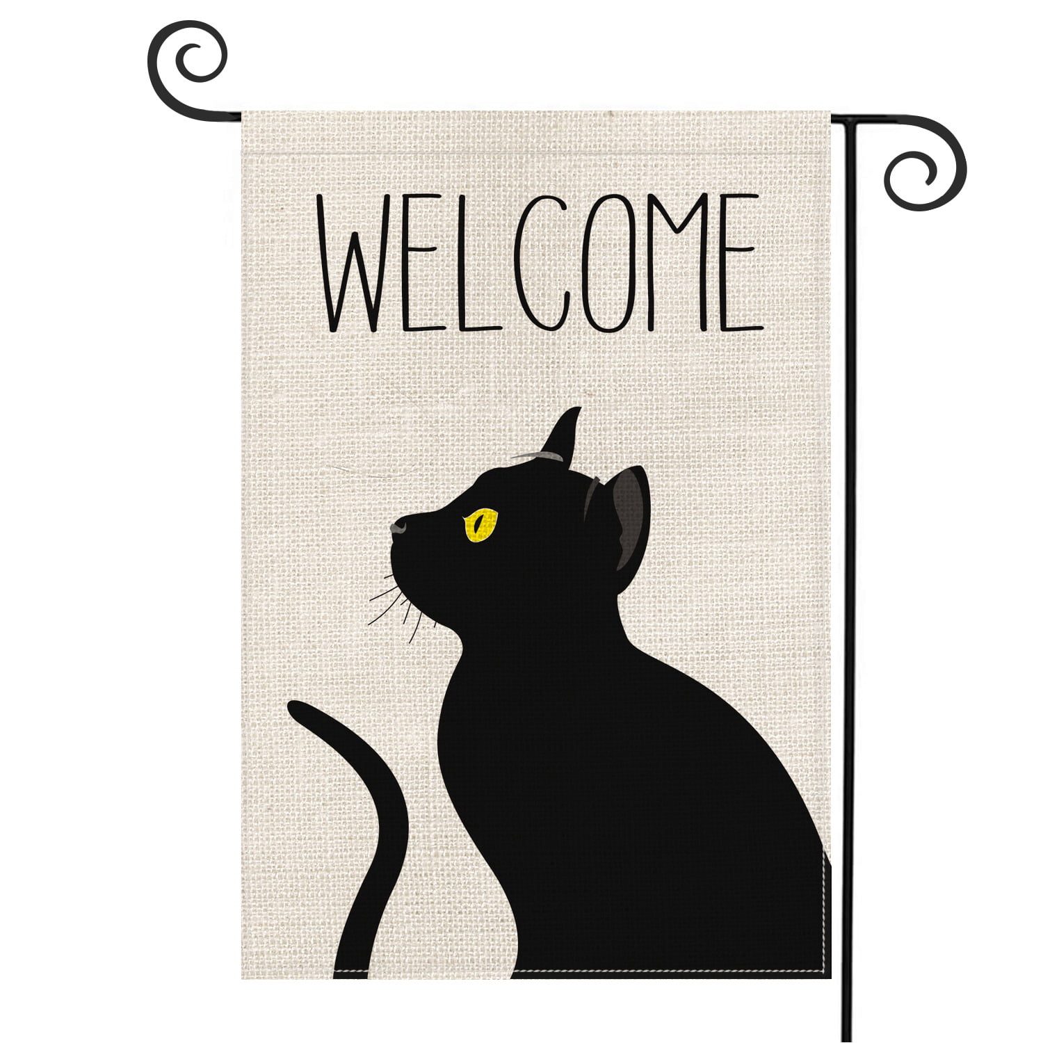 3dRose fl_19396_1 Black Cat with Pumpkins and Halloween Moon Garden Flag 12 by 18-Inch 