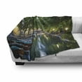 thumbnail image 2 of France Soft Flannel Fleece Throw Blanket, Annecy Lake During the Evening Boats Alpine Riviera Medieval Old Town Landscape, Cozy Plush for Indoor and Outdoor Use, 70" x 90", Multicolor, by Ambesonne, 2 of 5