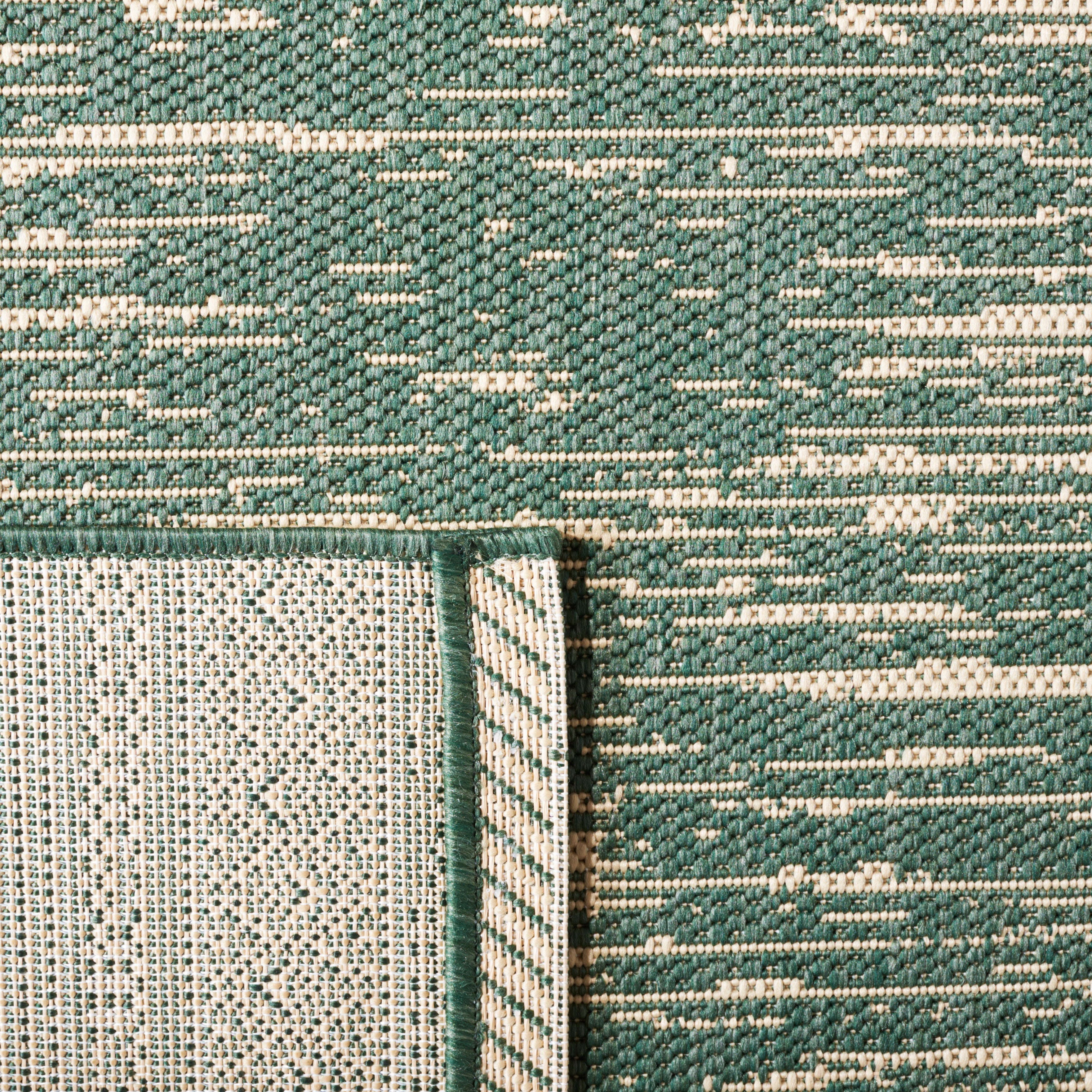 Safavieh Courtyard Galen Striped Indoor/Outdoor Area Rug, Dark Green/Beige, 6'7" x 6'7" Round