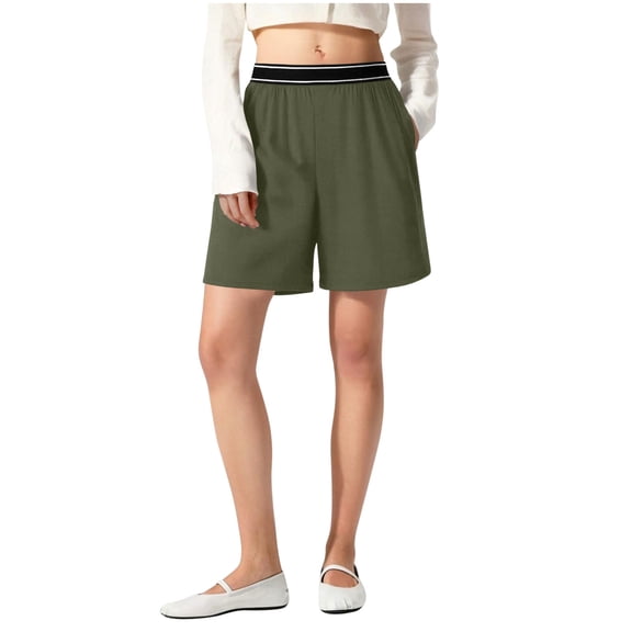 Women's Gym Shorts Sun Protection UPF50 Solid Color High Elastic Waist Spandex Baggy Cozy Athletic Shorts S-2XL