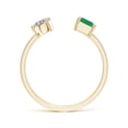 thumbnail image 2 of ANGARA Natural Two-Stone Emerald-Cut Emerald & Pear Diamond Open Ring in 14K Yellow Gold for Women (Size-6x4mm) | May Birthstone, Birthday, Anniversary, Jewelry Gift for Women | Natural Emerald Ring, 2 of 9