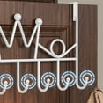 thumbnail image 5 of Metal Over The Door Hanger Hook Rack | 6 U-Shape Hooks for Coats & Bags | White Steel Door Organizer for Bedroom & Kitchen | 16.14x8.66 Inches, 5 of 6