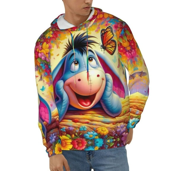 Eeyore Unisex Hoodies 3D Print Hooded Sweatshirt for Men Women, Long Sleeve Fall Pullover Top with Pockets