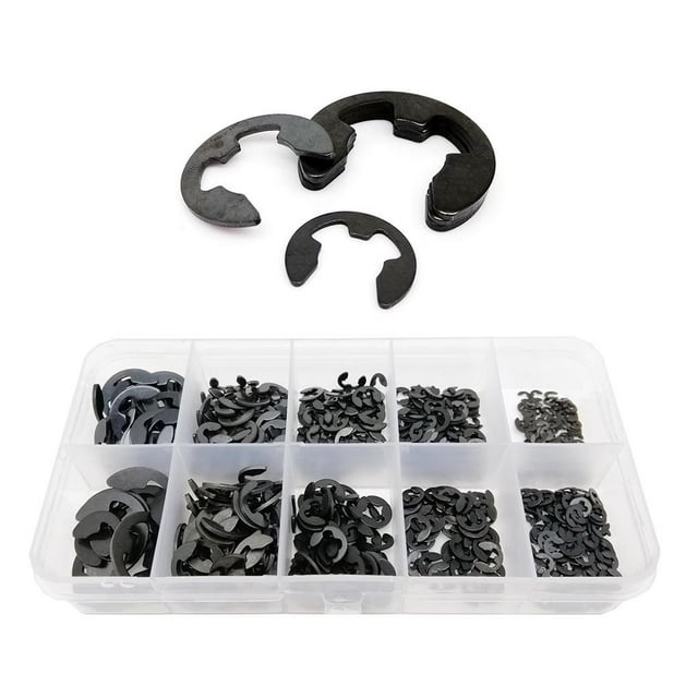 fastboy 580pcs Retaining Rings Convenient External Circlip Stainless Steel Wear-resistant Snap Ring Opening Hook Hardware Assorted Kits Black