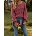 thumbnail image 4 of Button Up Blouses Tops for Women Elegant Lantern Long Sleeve T-Shirts Ribbed Knitted Tunic Tee Shermie, 4 of 6