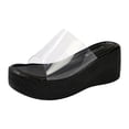 thumbnail image 4 of Rokment Women's Transparent Band Platform Slides Backless Dress Sandals 2026 Summer Casual Clear Wide Straps Chunky Wedge Heels Slip on for Vacation, 4 of 5