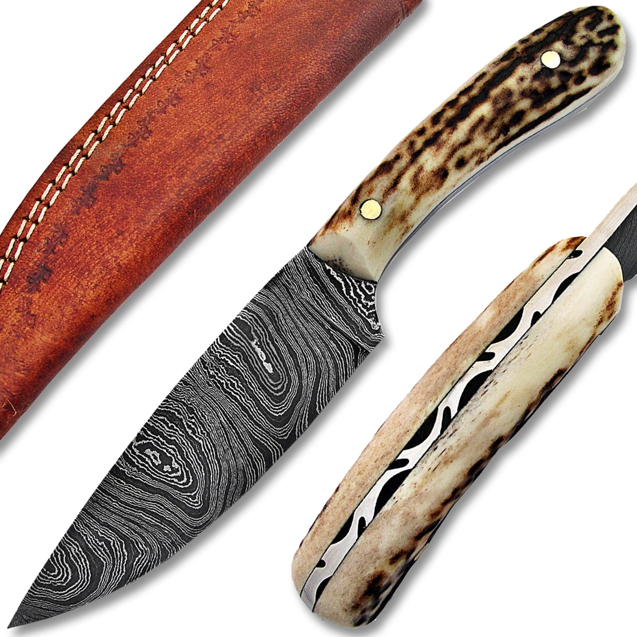 Silver Stag Twist Knife Twist Pattern Damascus Blade Limited Edition