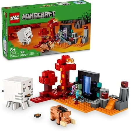Minecraft The Nether Portal Ambush Adventure Set, Building Toy for Kids with Minecraft Action Figures and Battle Scenes, Minecraft Toy for Boys, Girls and Gamers Ages 8 and Up, 21255