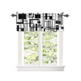 thumbnail image 2 of Kitchen Cafe Valance Curtain for Small Windows,Minimalist Square Stripe Rod Pocket Short Valances Black Grey Rectangle on White Window Treatment Panel for Living Room/Bedroom/Bathroom,42x12in, 2 of 9