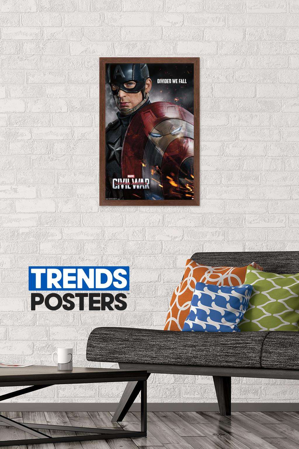 Marvel Cinematic Universe - Captain America - CiVil War - Shield Reflection One Sheet Wall Poster, 14.725" x 22.375", Framed