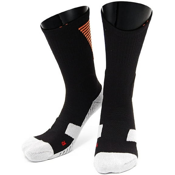 Lian LifeStyle Big Boy's 1 Pair High Crew Athletic Sports Socks Size L/XL XL0028-07Black w/Orange Strip