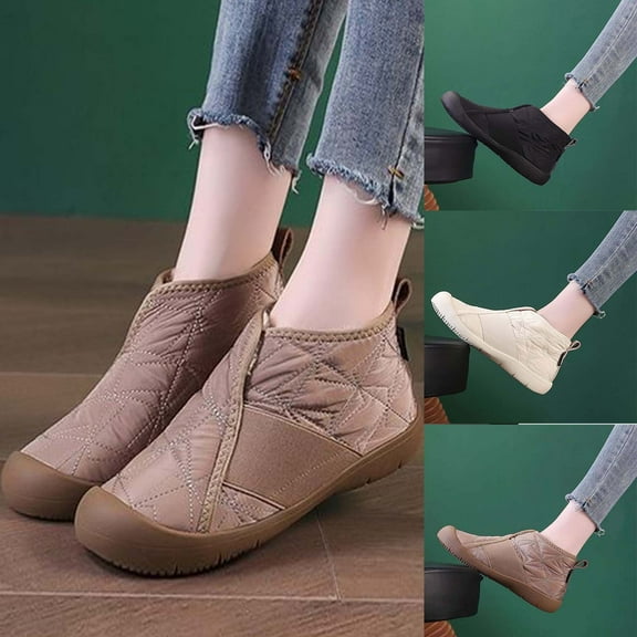 Fashionable Winter Short Boots, Fleece Lined, Waterproof, Casual Style, Thickened Warmth, Non-Slip Sole, Durable Footwear for Outdoor Activities