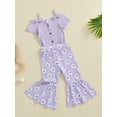 thumbnail image 3 of Nygoyerh Toddler Girls Casual Long Pants Sets 12M-5T Little Girls Short Sleeve Spaghetti Straps T-shirt with Flower Print Flare Pants 2Pcs Kids Cute Summer Outfits, 3 of 9