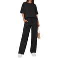 thumbnail image 5 of Sundazz Two Piece Sets for Women Summer Matching Lounge Sets Short Sleeve Tops and Wide Leg Pants Travel Vacation Outfits, 5 of 8