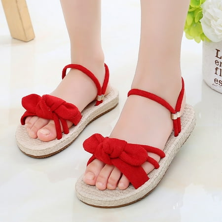 

KEVCHE Children Bowkont Sandals Princess Flat Slippers Soft-soled Non-slip Shoes