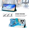 thumbnail image 3 of Compatible for iPhone 15 Pro Wallet Case, Painting Pattern Premium PU Leather [Credit Card Holder] [Wrist Strap] Flip Stand Feature Purse Case Full Protective Pattern Phone Cover, Blue Marble, 3 of 17