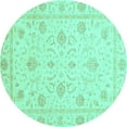 thumbnail image 1 of Ahgly Company Indoor Round Oriental Turquoise Blue Traditional Area Rugs, 6' Round, 1 of 4