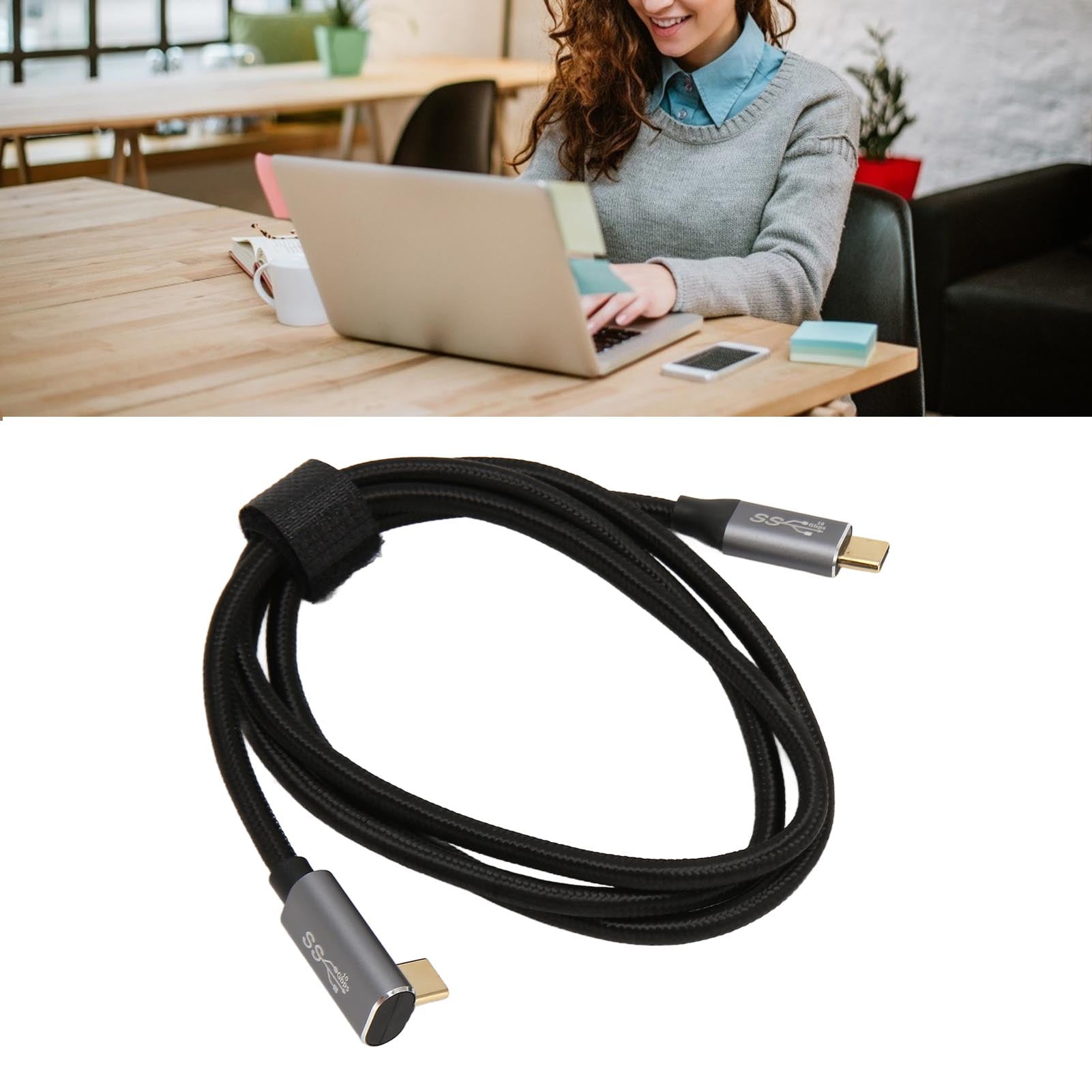 Câble USB C Vers USB C à Angle Droit, Prend En Charge La