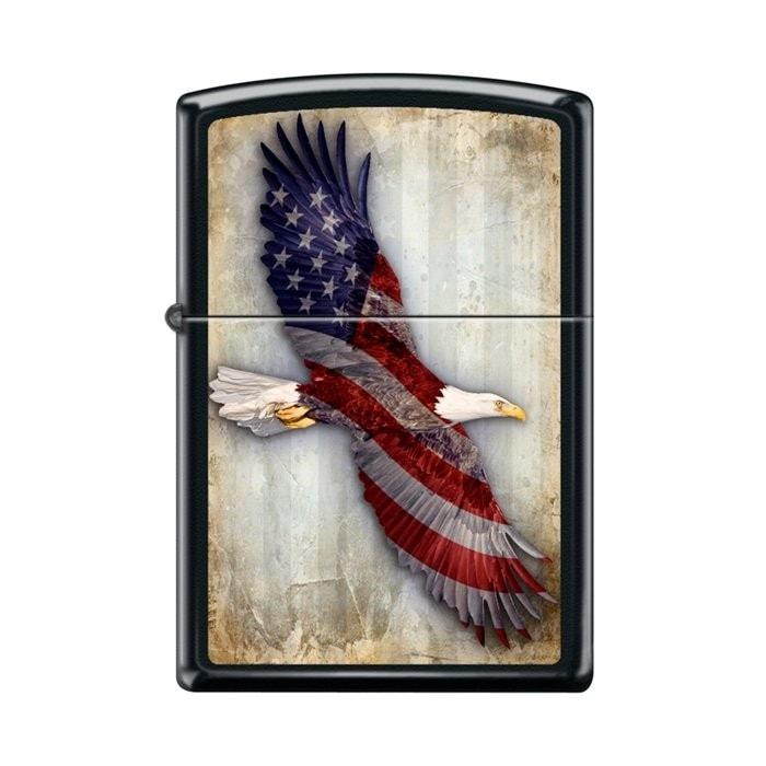 Zippo Lighter USA Soaring Eagle Black Matte