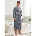 thumbnail image 4 of Men's Long Thick Velvet Bathrobe With Simple Dark Collar, Coral Fleece, Autumn And Winter, 4 of 5