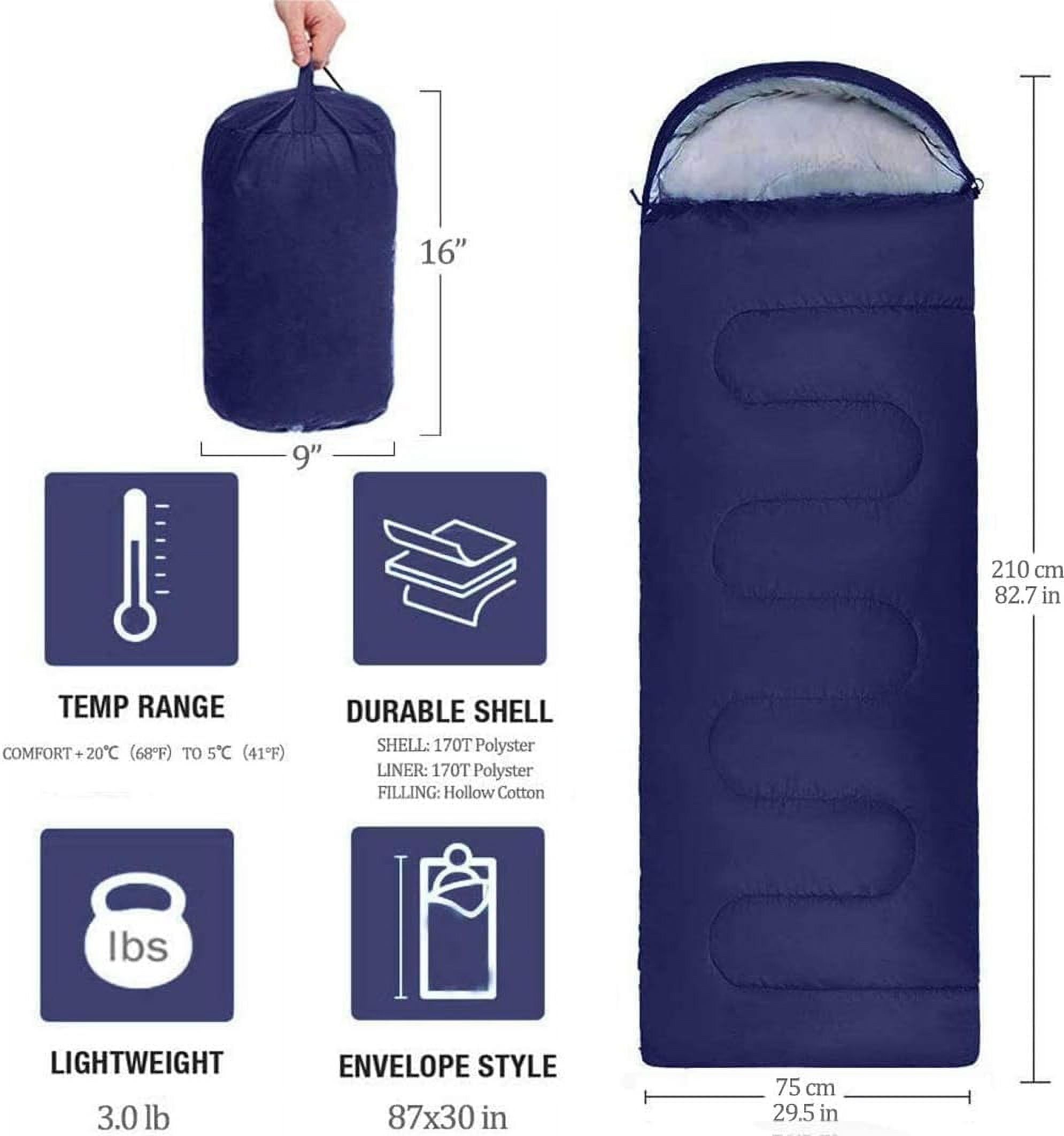 Sleeping Bag, Lightweight Spring/Summer Weather Sleep Bags for Kids Adults Girls Women, Microfiber Filled 15-25 Degree for Backpacking/Hiking/Camping/Mountaineering with Compression Sack