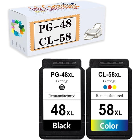 Compatible PG-48 CL-58 PG48 CL58 Ink Cartridges Replacement for Canon E408 E488 E478 E468 E418 Printers