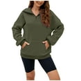 thumbnail image 2 of Quarter Zip Sweatshirts for Women 2025 Long Sleeve Stand Collared Plain Sweatshirt with Pockets Pullover Tops, 2 of 5