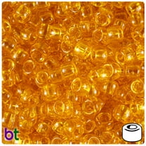 BeadTin Sun Gold Transparent 9mm Barrel Pony Beads (500pcs)