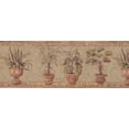 thumbnail image 2 of Plantes Vertes dans des Pots Beige Papier Peint Floral Bord Design Rétro, Rouleau 15' x 9'', 2 of 3