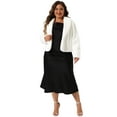 thumbnail image 3 of DARING DIVA Women's Plus Size Cropped Lapel Long Sleeve Faux Fur Fluffy Coat 1X White, 3 of 6