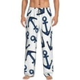 thumbnail image 2 of Kdxio Navy Blue Anchor Print Men's Sleep Pajama Pant Lounge Pants with Pockets, 2 of 8