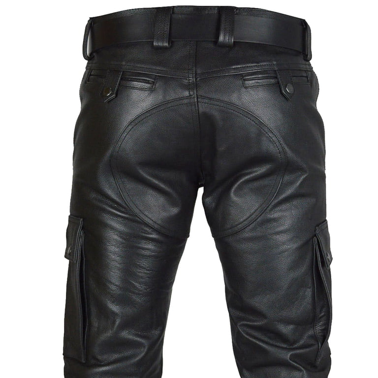 Mens Stretch Leather Pants Retro Goth Slim Fit Long Pu Leather 