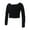 Black, variant on Black Square-necked Long-sleeved Crop Top for Girls - Soft and Comfy Knit Fabric for Active Wear