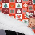 thumbnail image 3 of Oversized Wearable Blanket Hoodie,Red Christmas Santa, Tree and Snowflake Pattern Sherpa Blanket Hoodie with Super Pockets,Super Warm Fuzzy Pullover for Women & Men, 3 of 6