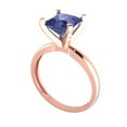 thumbnail image 2 of 2 ct Princess Cut Simulated Tanzanite Solitaire 18K Rose Gold Womens Engagement Ring, 2 of 5