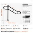 thumbnail image 2 of KFFKFF Outdoor Handrail for 1-3 Steps, 40.5" L x 35.4" H, U-Shaped Metal Stair Rails, Carbon Steel Floor Mount, Includes 2 Crossbars with Anti-Skid Feature for Garage, 2 of 9