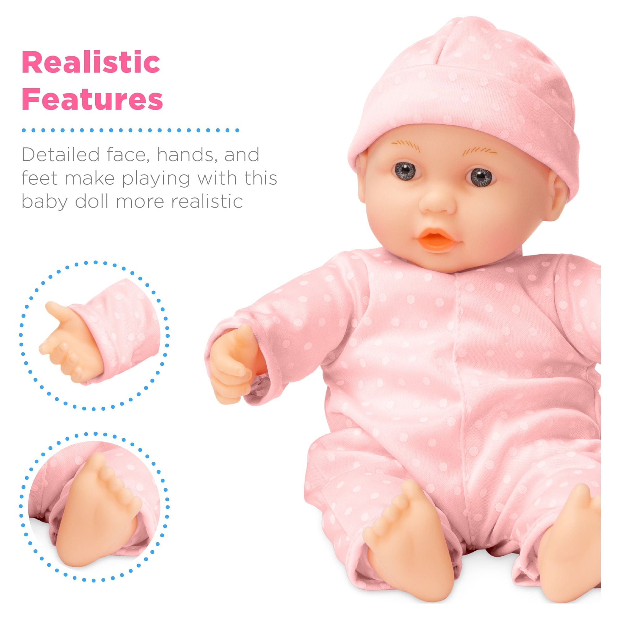 Best Choice Products 12.5in Realistic Baby Doll with Soft Body, Highchair, Potty, Pacifier, Bottle, 9 Accessories