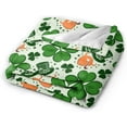 thumbnail image 3 of Soft Cozy Flannel Fleece Blanket for All Seasons St. Patrick''s Day Green Shamrock Lightweight Throw Blanket for Bed/Couch/Sofa/Camping- Green Lucky Shamrocks Irish Clover 50"X40", 3 of 6