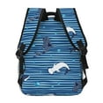 thumbnail image 3 of Haiem Sharks on White Blue Striped Printed School Backpack,Casual Travel Lightweight Backpack,Durable Comfortable Multifunctional Backpack,Laptop Backpack, 3 of 5