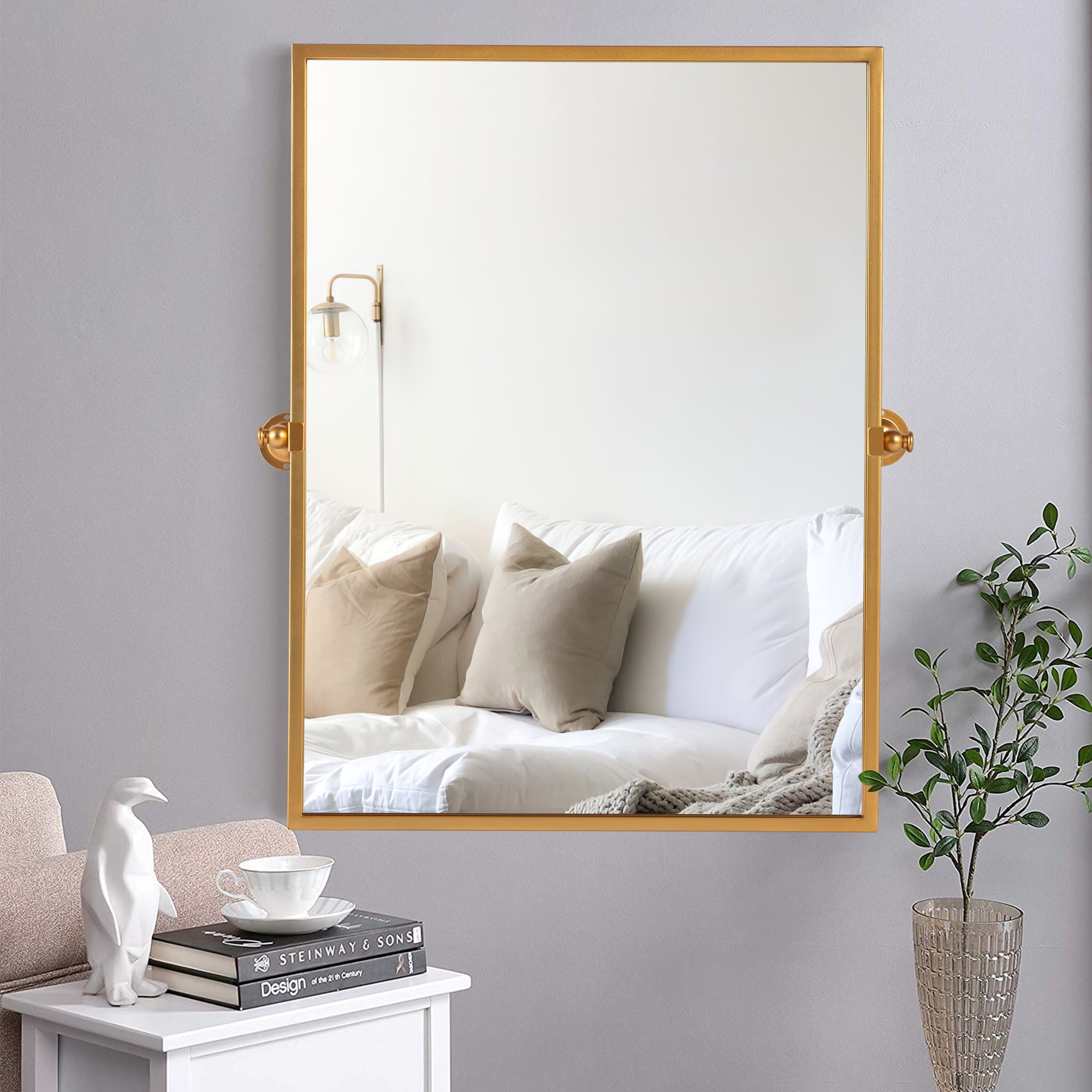Arched Wall Mirror Small Arch Mirror Right Angle Mirror 38"x26",Gold,Iron