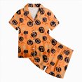 thumbnail image 5 of HCNTES Girls Halloween Pajamas Girls Halloween Pajamas 2 Piece Pumpkin Ghost Sleepwear Short Sleeve Jammies for Kids Button-Down Nightwear Girl Pjs, 5 of 5