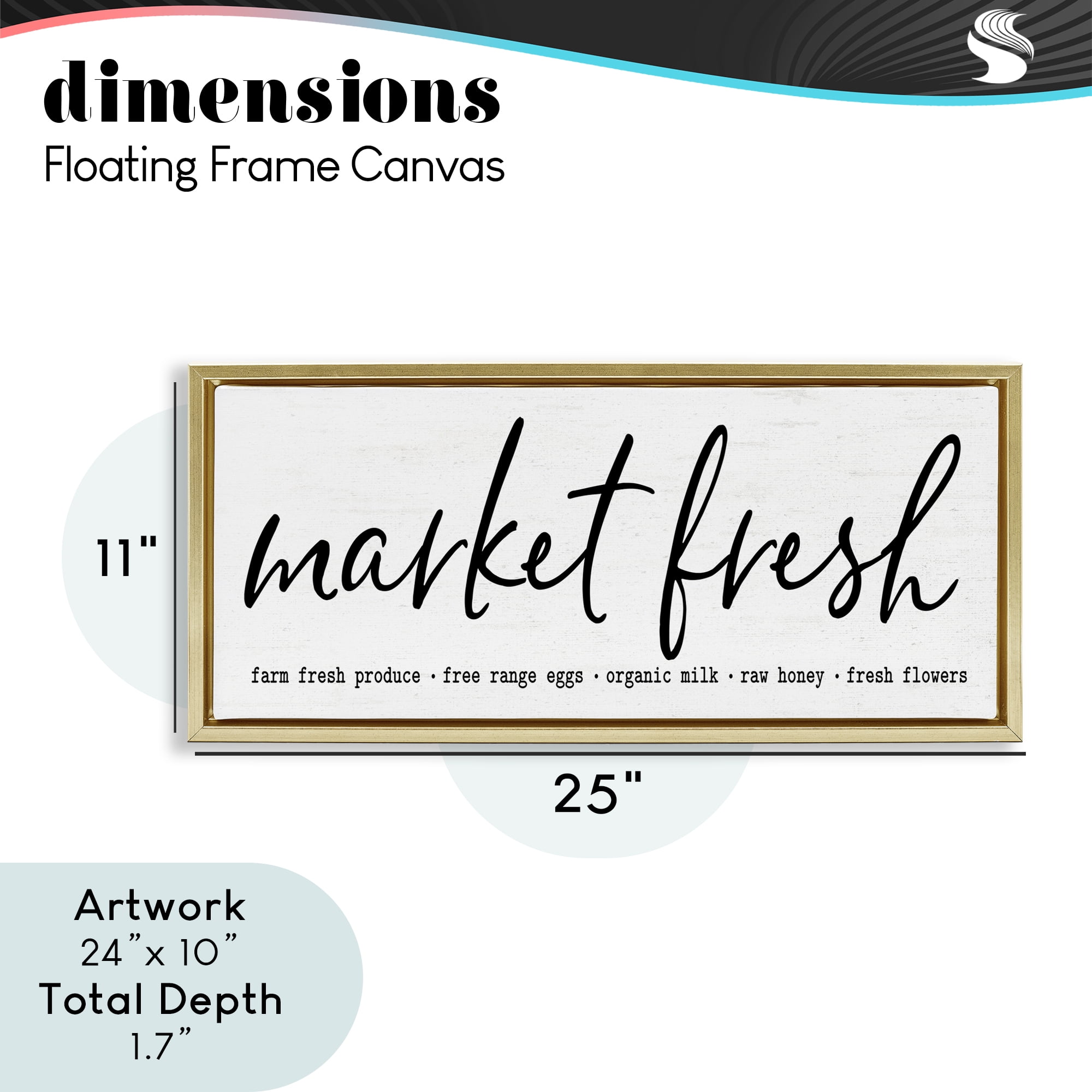 Market Fresh Organic Gold Framed Floater Canvas Wall Art, design by Lettered and Lined