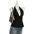 thumbnail image 2 of Bibifish Womens Tank Tops Tie Back Halter Deep V Neck Waist Summer Sleeveless Camisole Flared Party Vacation Tops, 2 of 4