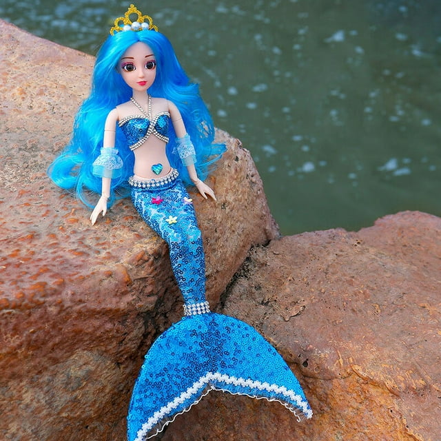 Azul Lejiafen Tongle Sirena Princesa Muñeca Niños Niñas Juguetes Jugar En Agua Muñecas Hechas A Mano Ir A Casa